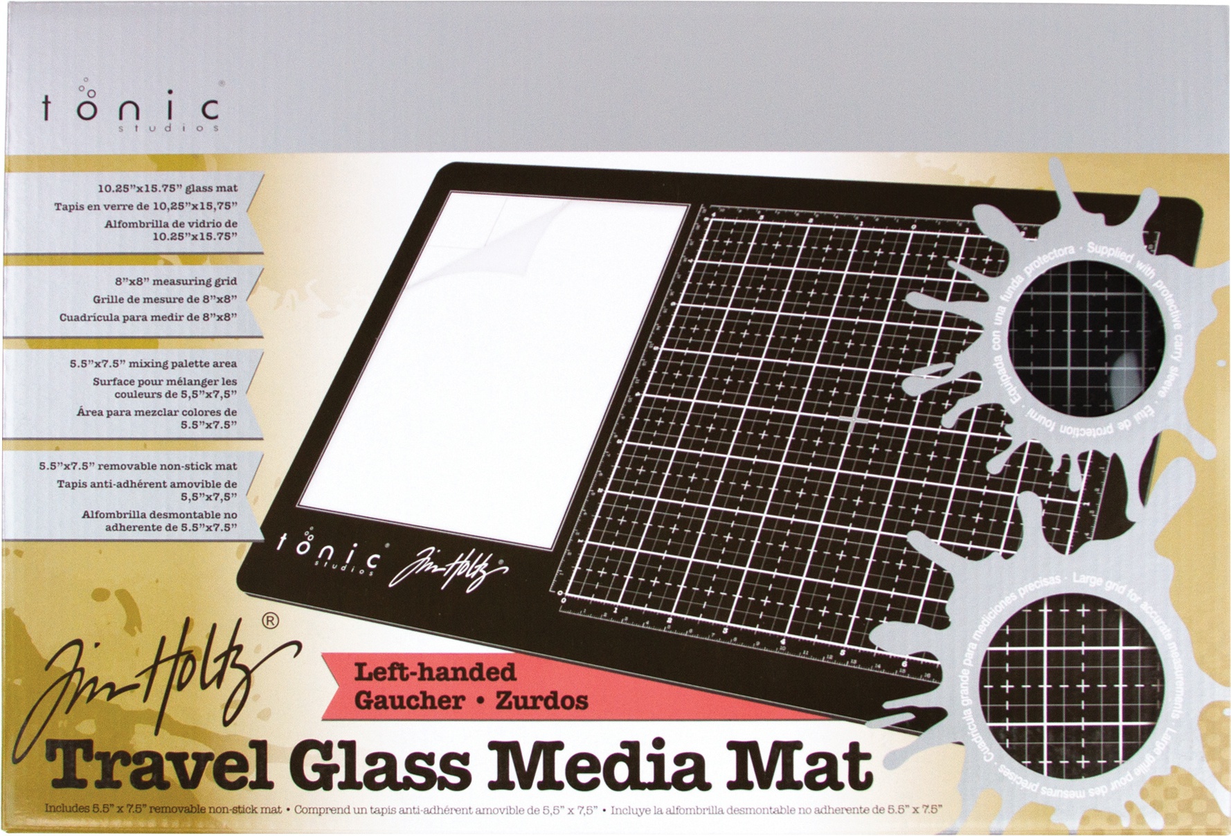 Tim Holtz Travel Glass Cutting Mat - Left Handed Portable Work
